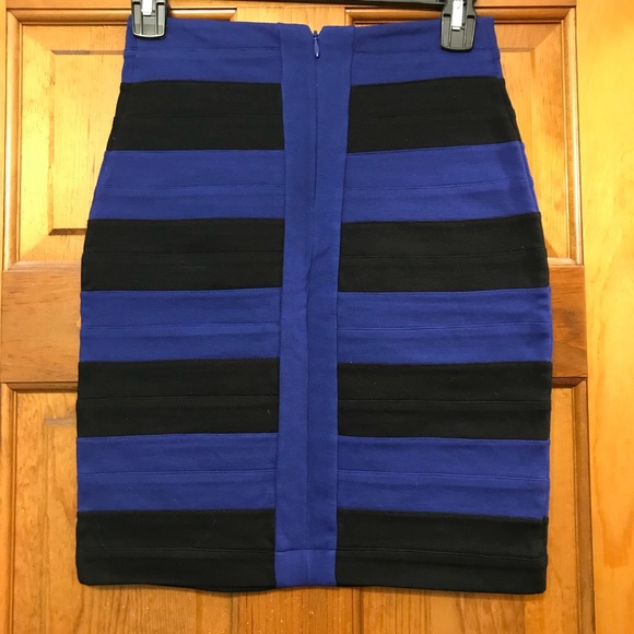 Express Black & Blue Striped Bandage Skirt - Picture 2 of 4